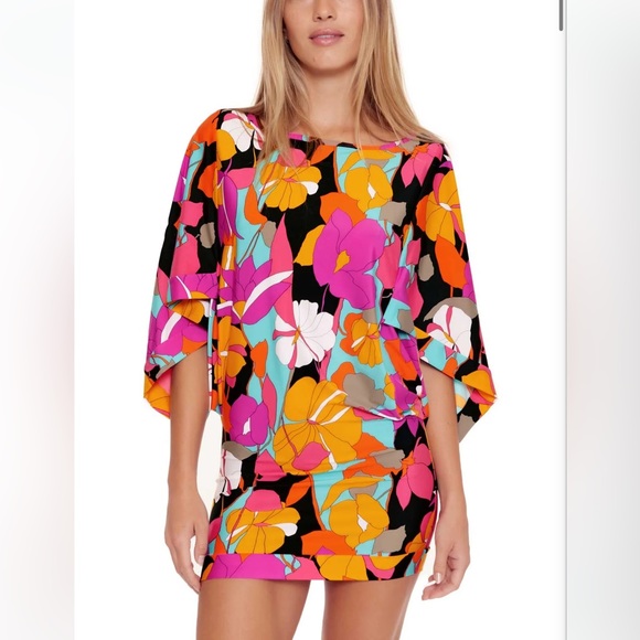 MATCHING SET TRINA TURK GEMINI PLUNGE FRONT ONE PIECE Swimsuit + TUNIC Coverup - Picture 3 of 9